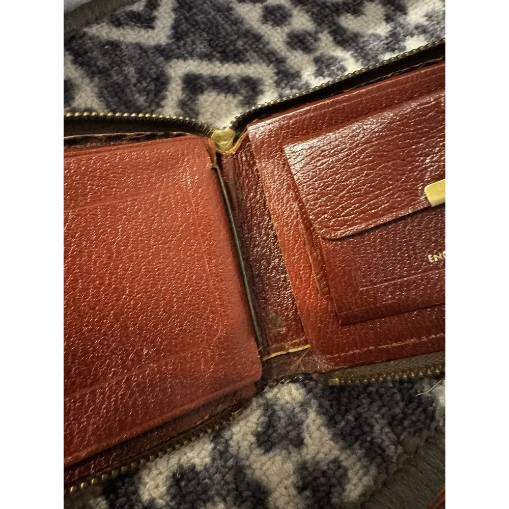 Vintage Brown Braided‎ Zip Wallet English Pigskin Unisex 50s/60s